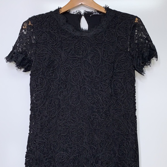 ZARA Black Lace Contrast Easy Pull On Dress - Picture 3 of 14